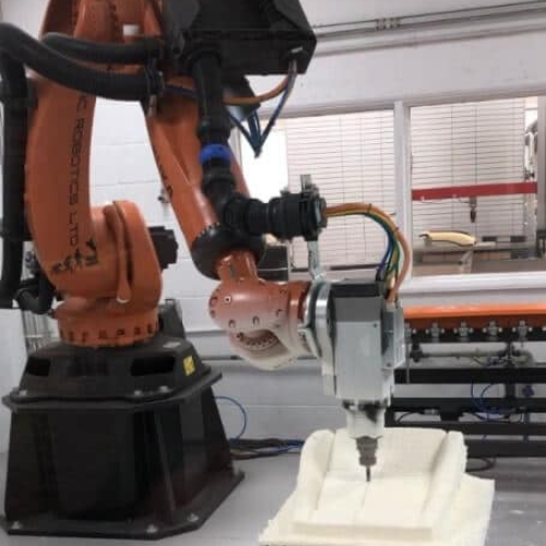 Program uploaded to robot for machining operation