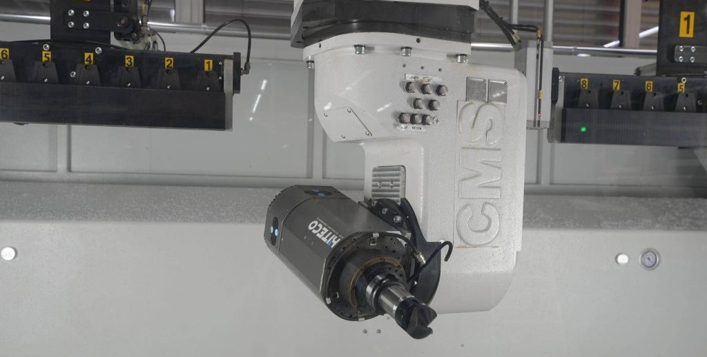 Hiteco spindle mounted to a 5-axis CNC machine from CMS